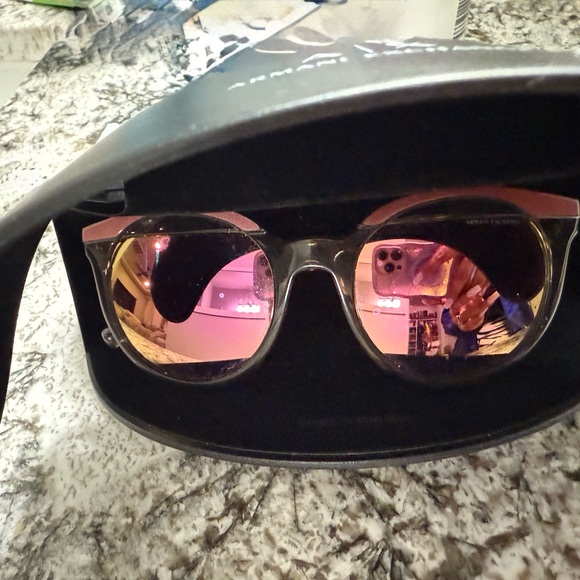 Armani Exchange Black Frame with Pink Lenses Glasses - Picture 1 of 5